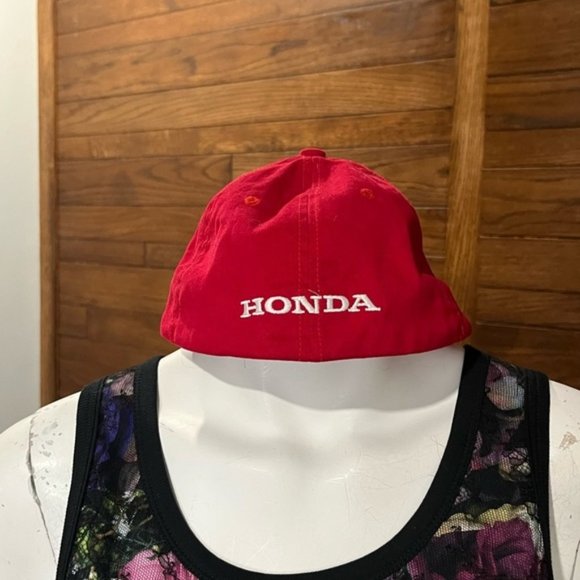 Honda Adult Hat Cap Red with white logo Stretch one size fits all - Picture 2 of 5